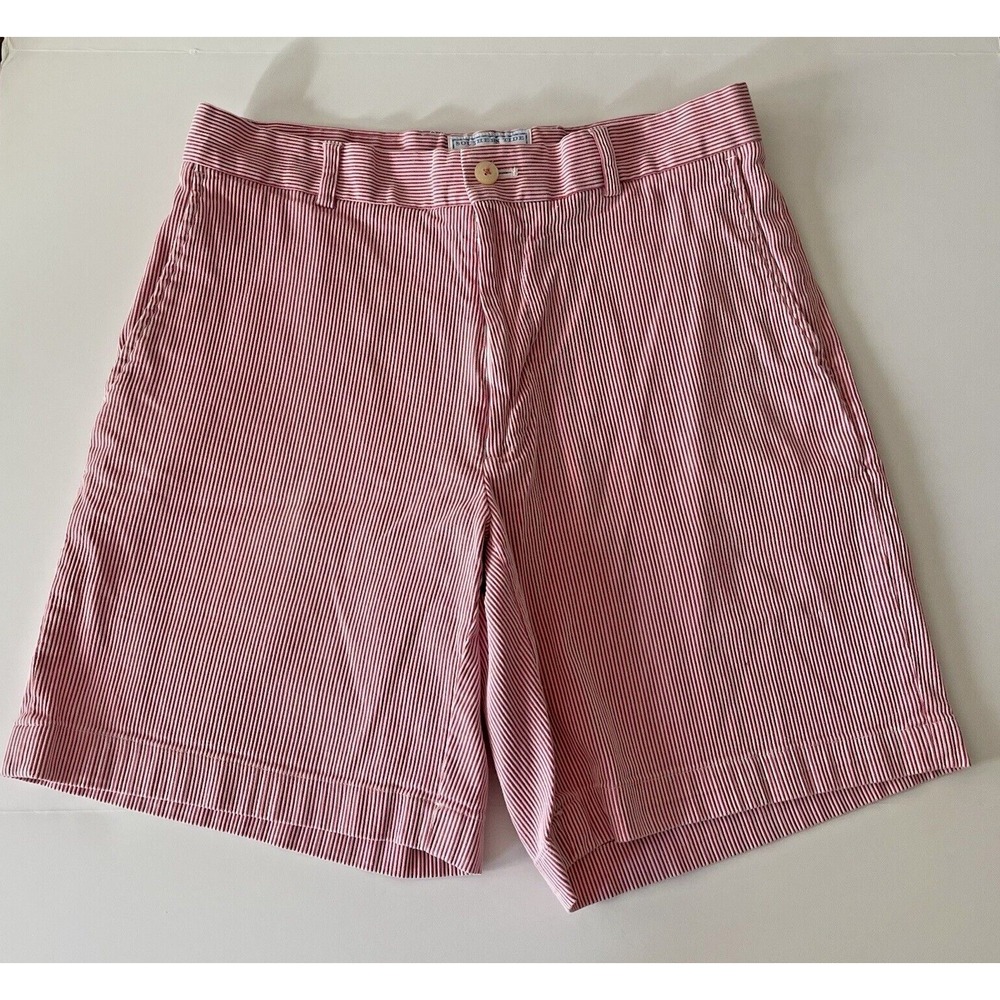 Southern Tide Shorts Mens Size 32 Pink‎ White Seersucker Skipjack Preppy Chino
